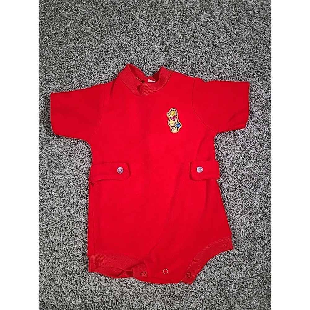 Vintage Pooh Baby Romper RED‎ TERRY